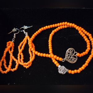 Orange Beaded Jewelry Set